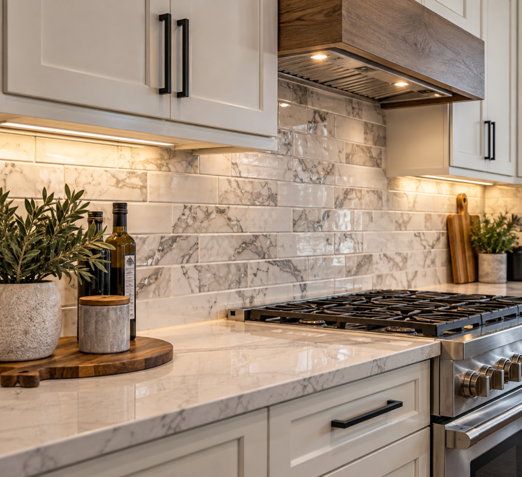 Kitchen backsplash tile installation in Louisville KY by Legacy Flooring Solutions