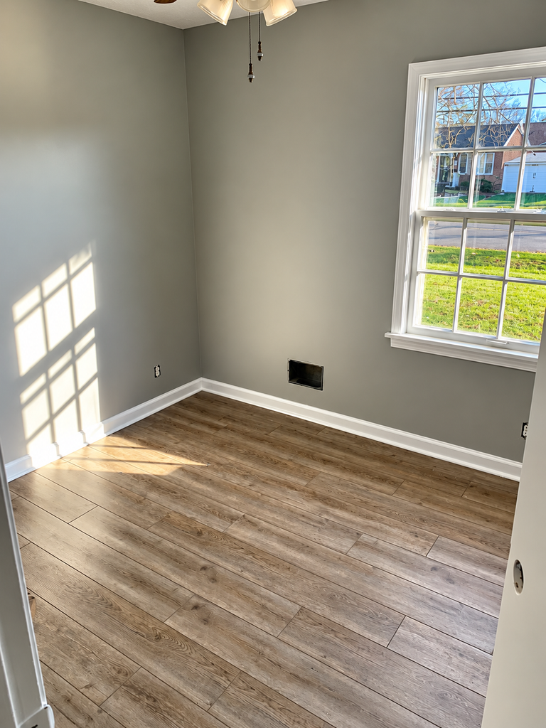 Luxury vinyl plank flooring installed in living room