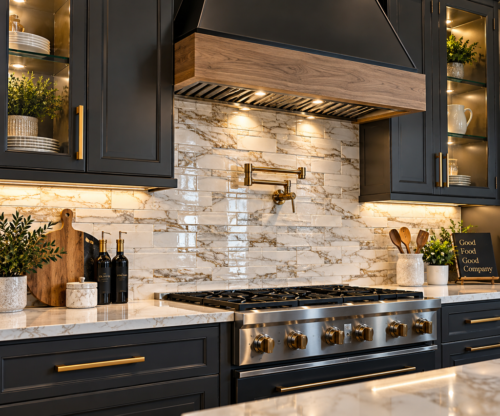 Custom tile backsplash installation by Legacy Flooring Solutions