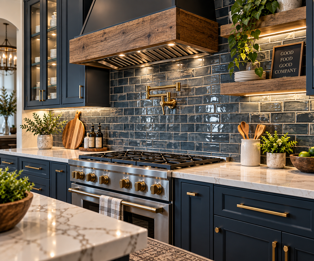 Custom tile backsplash installation by Legacy Flooring Solutions