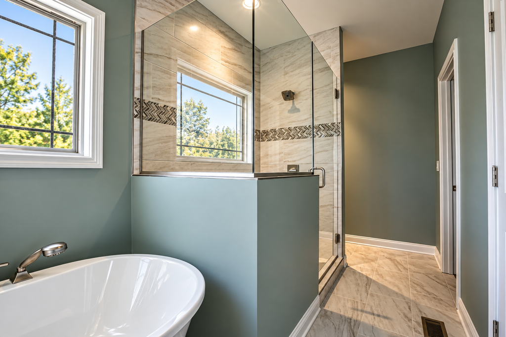 Custom tile shower installation by Legacy Flooring Solutions