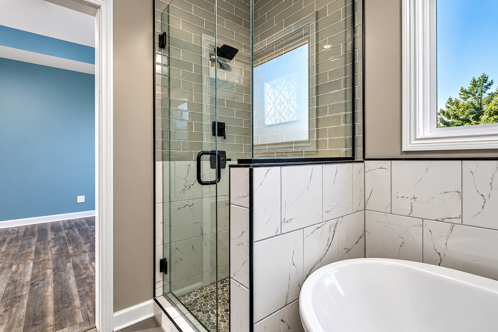 Custom tile shower installation by Legacy Flooring Solutions