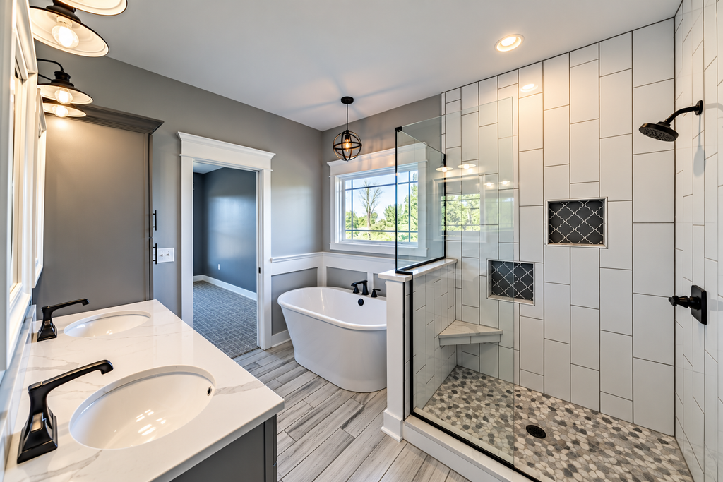 Custom tile shower installation by Legacy Flooring Solutions